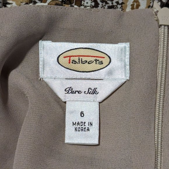 Talbots Brown Pure Silk Sleeveless Pleated Bottom empire waist summer Dress 6 - Picture 10 of 12